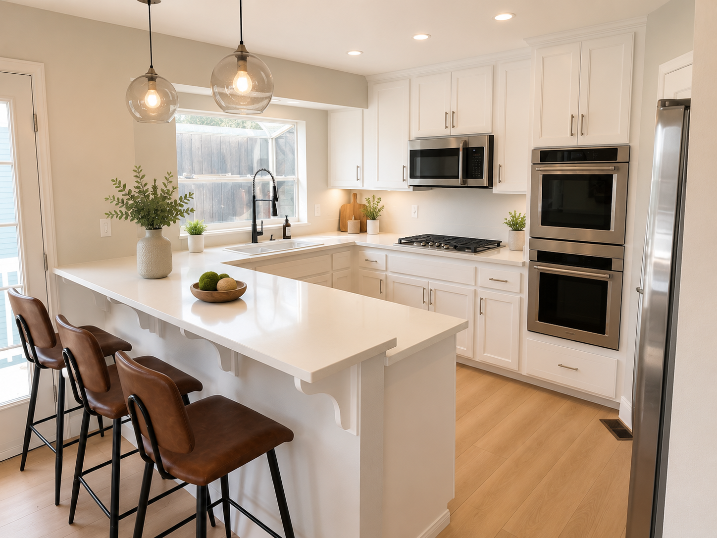 Fully equipped kitchen with stainless appliances
